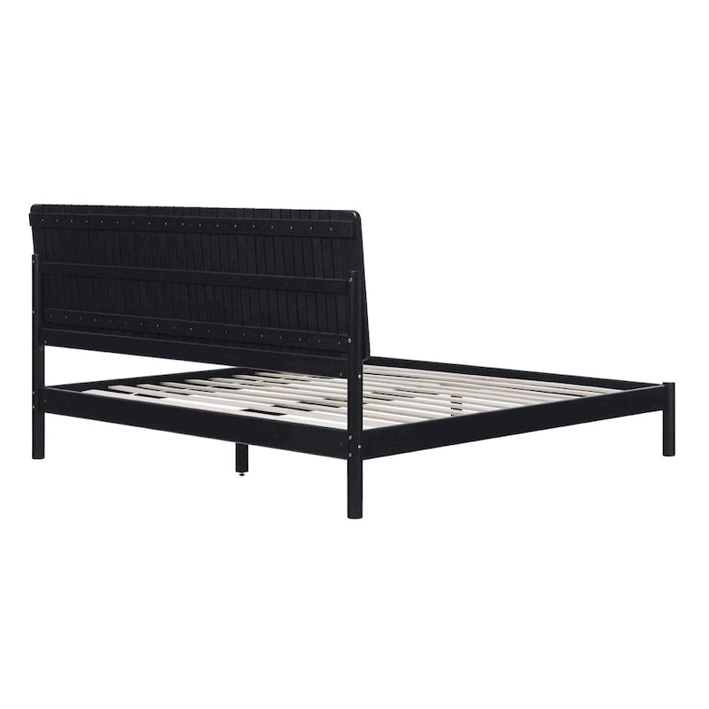 Modernes Kingsize-Bett mit Lamellen-Kopfteil