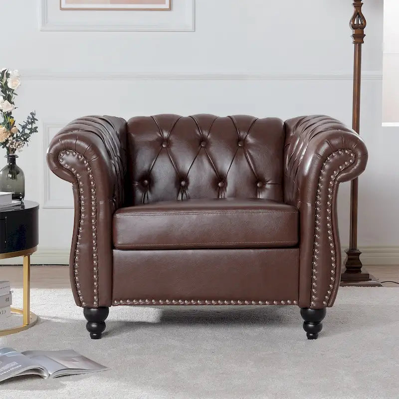 PU Leather Tufted Accent Chair