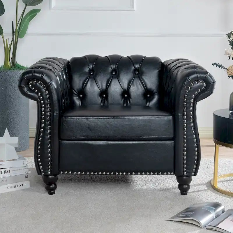 PU Leather Tufted Accent Chair