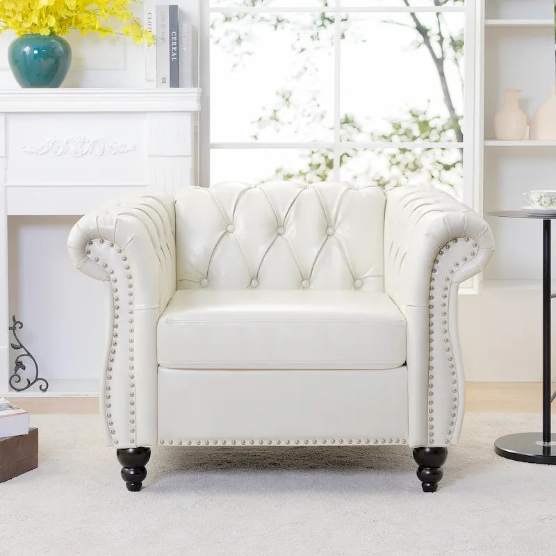 PU Leather Tufted Accent Chair
