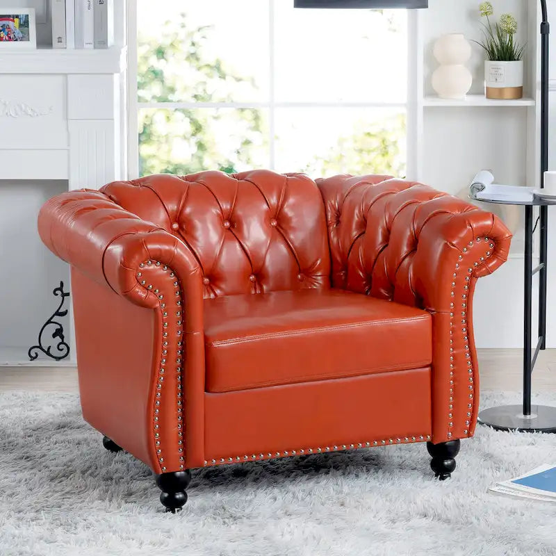PU Leather Tufted Accent Chair