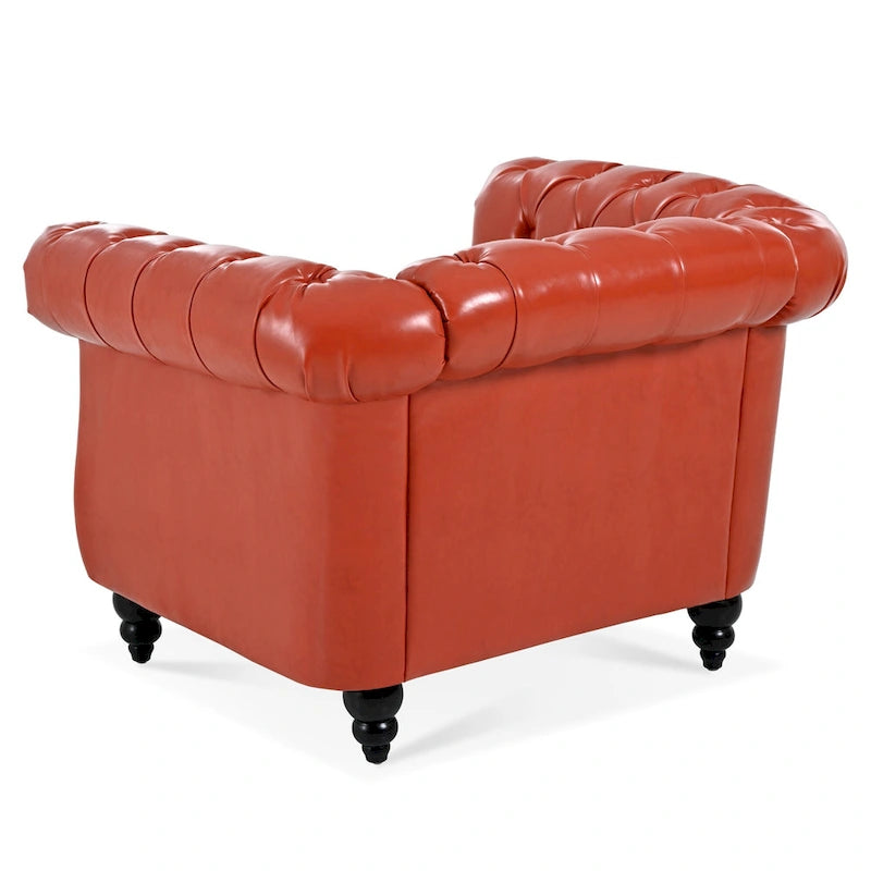 Akzentstuhl aus PU-Leder mit Knopfheftung