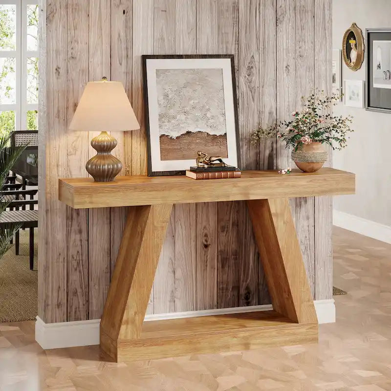 55-Zoll-Konsolen- und Sofatisch im Landhausstil aus Holz mit Ablagefläche