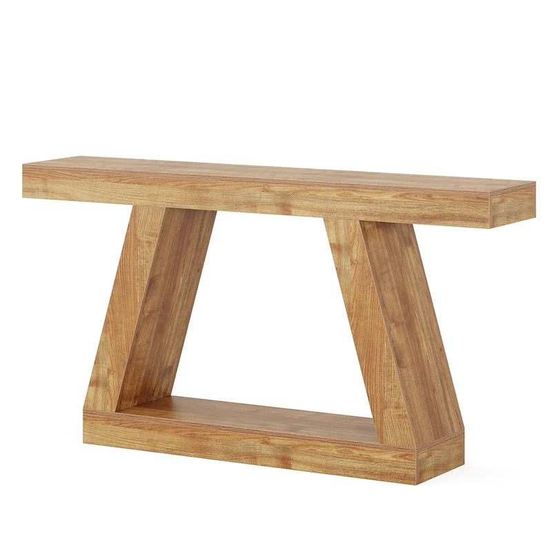 55-Zoll-Konsolen- und Sofatisch im Landhausstil aus Holz mit Ablagefläche