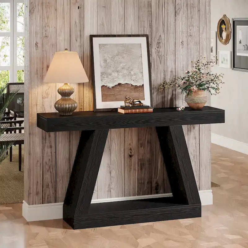 55-Zoll-Konsolen- und Sofatisch im Landhausstil aus Holz mit Ablagefläche