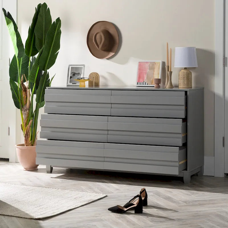 Contemporary Solid Wood 6-Drawer Dresser