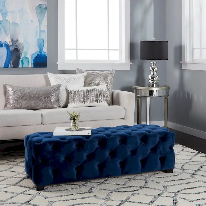 Glam Tufted Velvet Ottoman Bench