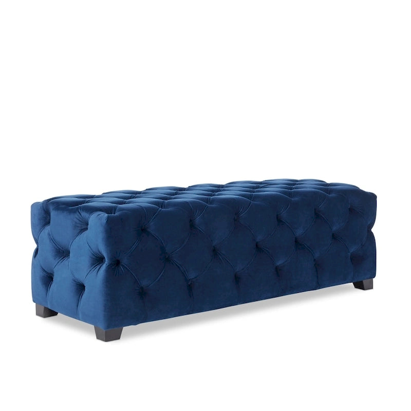 Glam Tufted Velvet Ottoman Bench