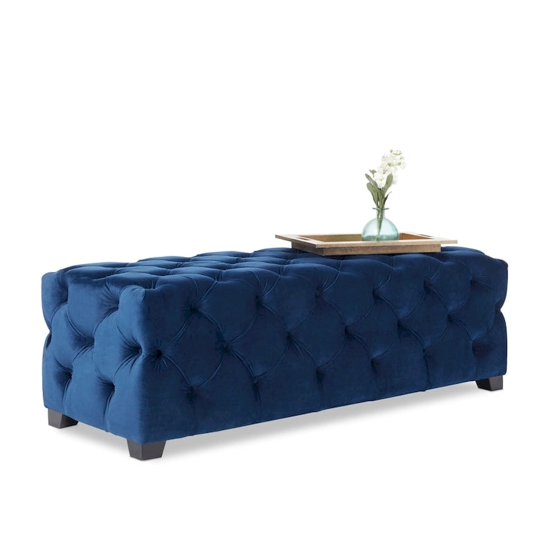 Glam Tufted Velvet Ottoman Bench