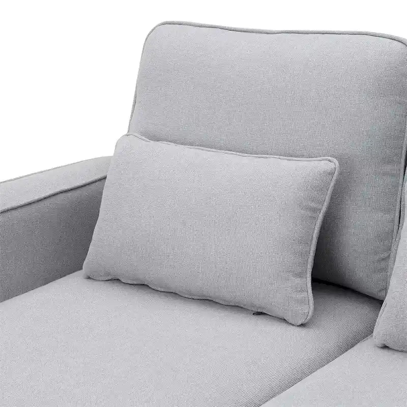 104" 4-Seater Modern Linen Fabric Sofa with Armrest Pockets and 4 Pillows