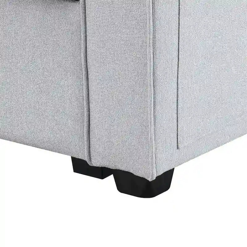 104" 4-Seater Modern Linen Fabric Sofa with Armrest Pockets and 4 Pillows