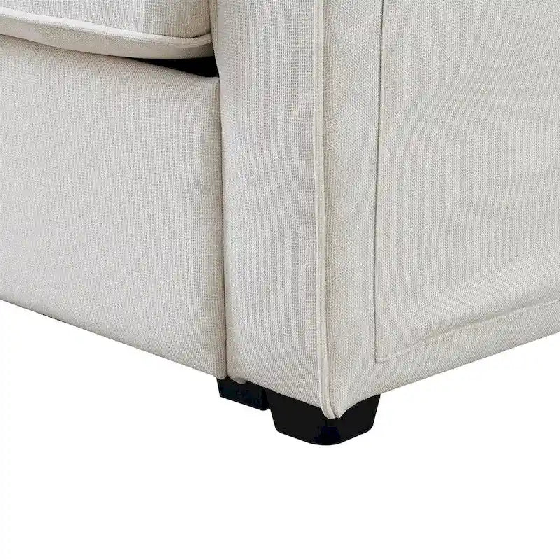104" 4-Seater Modern Linen Fabric Sofa with Armrest Pockets and 4 Pillows