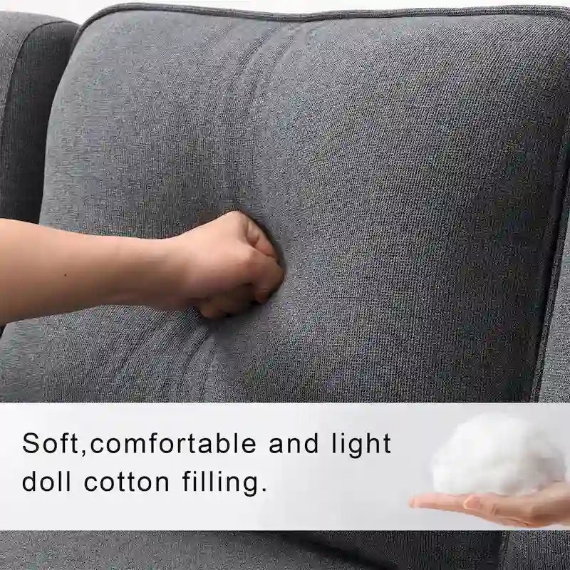 104" 4-Seater Modern Linen Fabric Sofa with Armrest Pockets and 4 Pillows