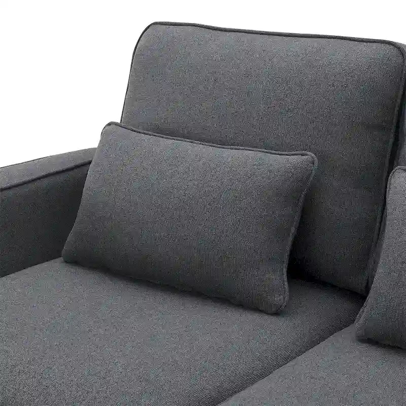 104" 4-Seater Modern Linen Fabric Sofa with Armrest Pockets and 4 Pillows