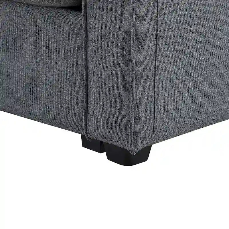 104" 4-Seater Modern Linen Fabric Sofa with Armrest Pockets and 4 Pillows