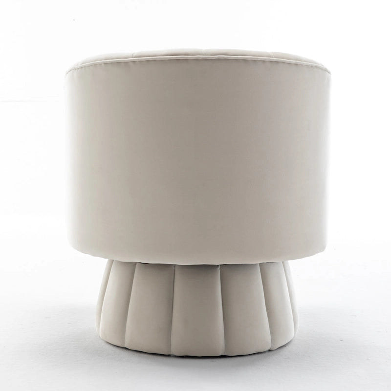 Poltrona a botte girevole rotonda con braccioli, rivestita in velluto, per il soggiorno