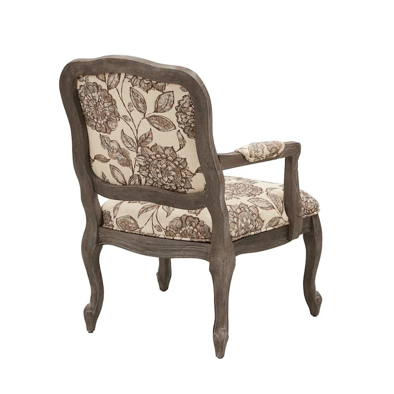 Camel Back Exposed Wood Arm Chair
