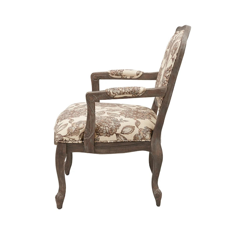 Camel Back Exposed Wood Arm Chair