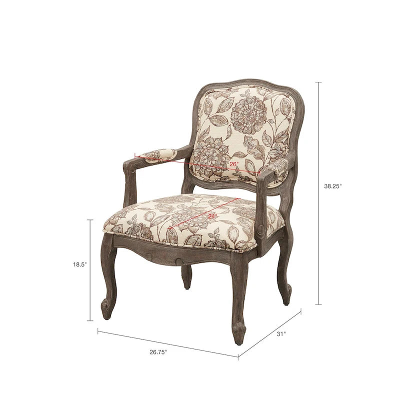 Camel Back Exposed Wood Arm Chair