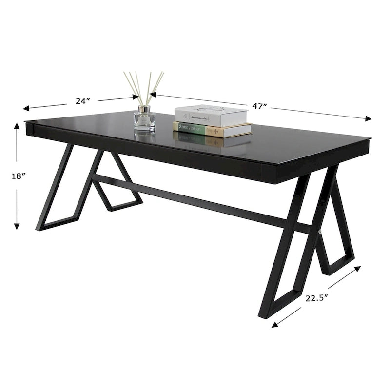Couchtisch mit 47-Zoll-Sicherheitsglasplatte und Metallrahmen
