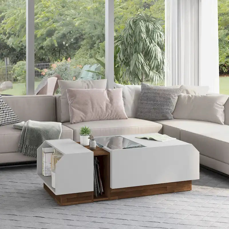 Podd Contemporary White 49-inch 3-Shelf Coffee Table by Furniture of America