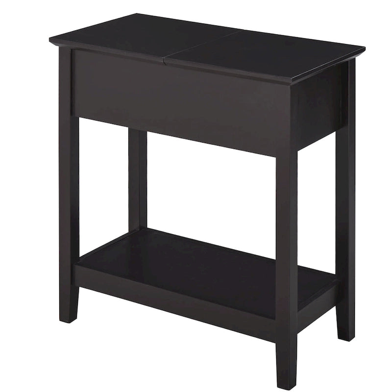 HOMCOM End Side Table in Flip Top Design with Cabinet and Bottom Shelf, Storage Furniture Decoration for Bedroom