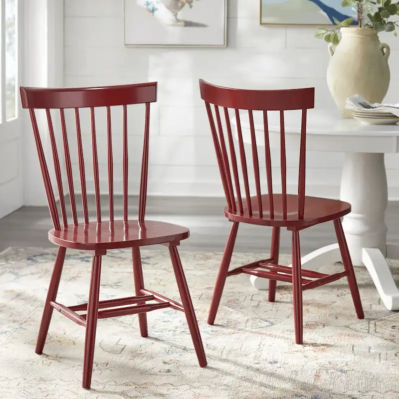 Solid Wood Spindle Dining Chairs (Set of 2)