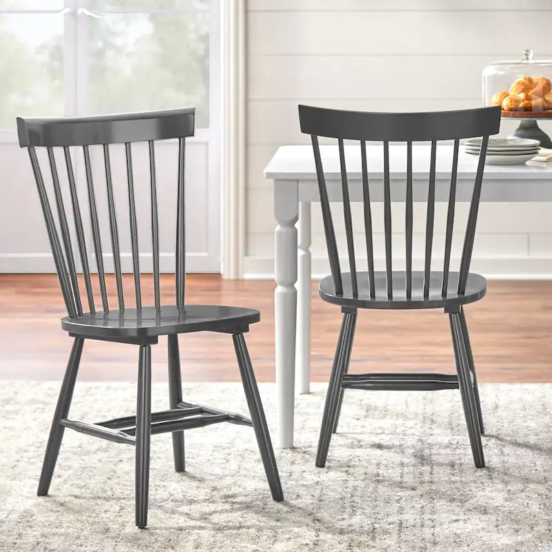 Solid Wood Spindle Dining Chairs (Set of 2)