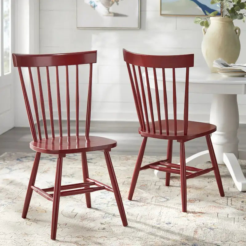 Solid Wood Spindle Dining Chairs (Set of 2)