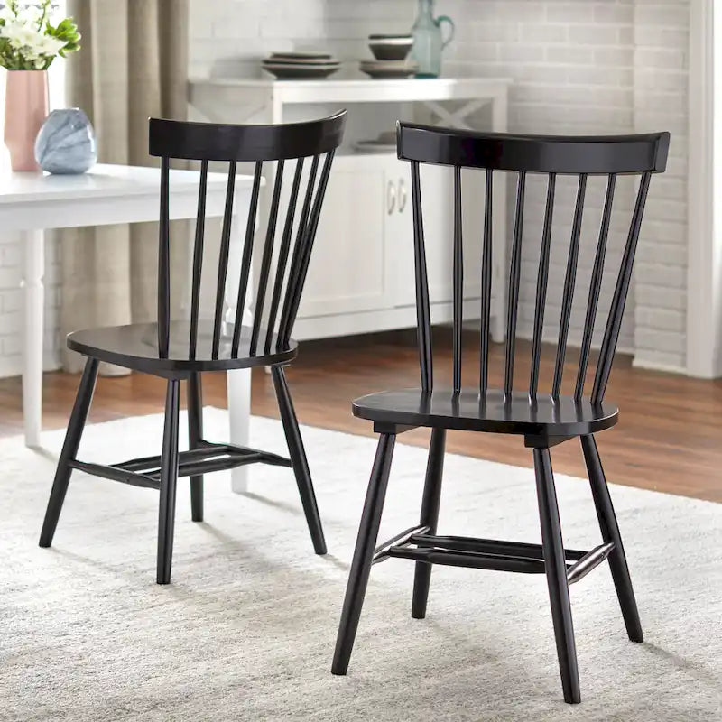 Solid Wood Spindle Dining Chairs (Set of 2)
