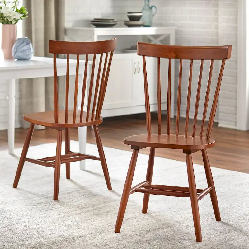 Solid Wood Spindle Dining Chairs (Set of 2)