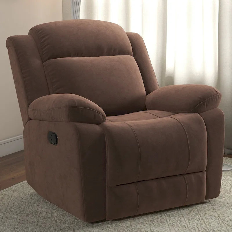 Manual Recliner Chair with Overstuffed Arm and Back