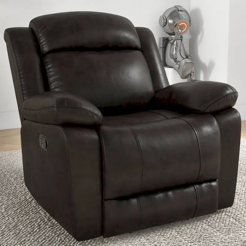 Manual Recliner Chair with Overstuffed Arm and Back