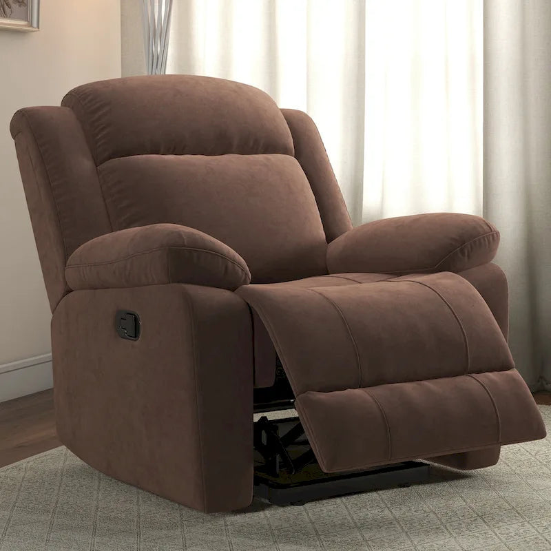 Manual Recliner Chair with Overstuffed Arm and Back