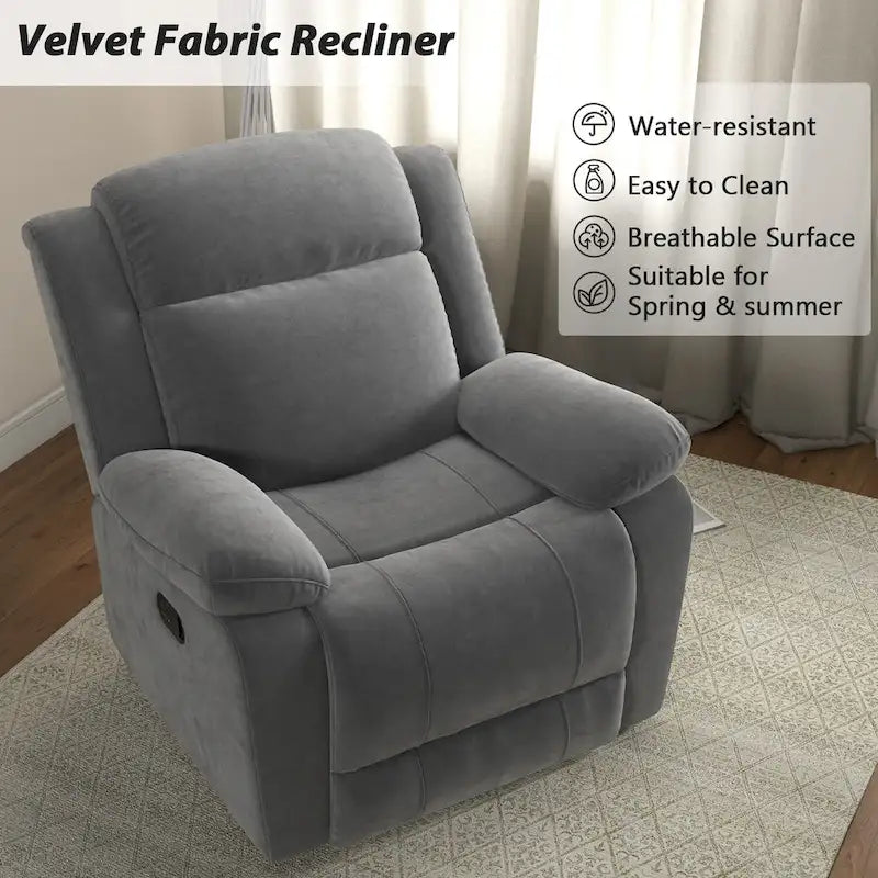 Manual Recliner Chair with Overstuffed Arm and Back