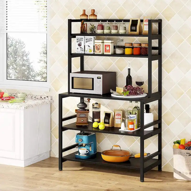 5 Tier Bakers Rack with Storage, Microwave Cart Kitchen Stand