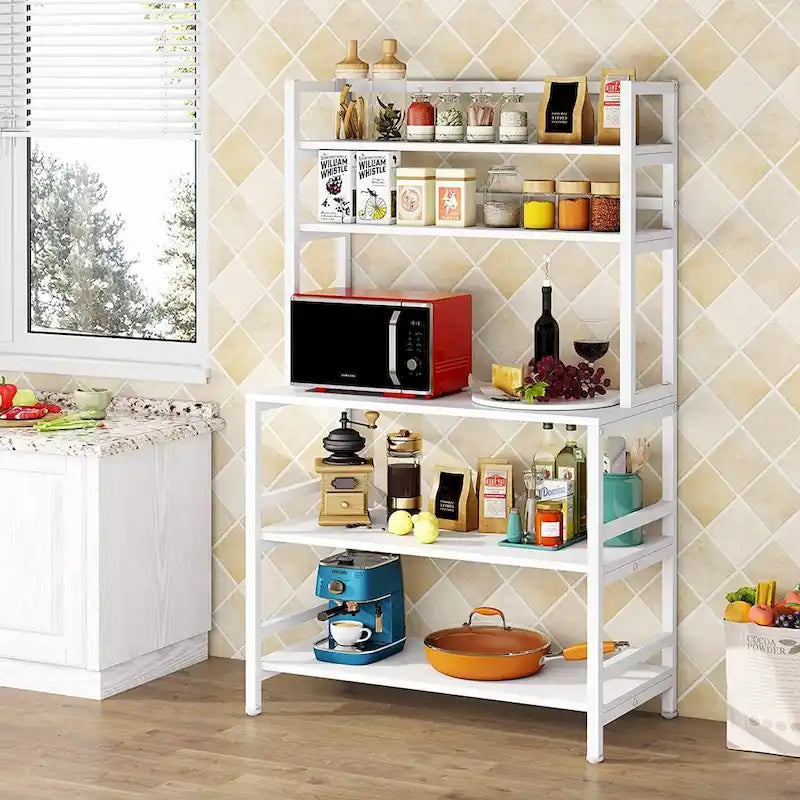 5 Tier Bakers Rack with Storage, Microwave Cart Kitchen Stand