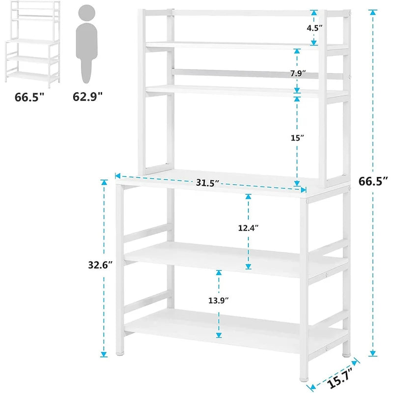 5 Tier Bakers Rack with Storage, Microwave Cart Kitchen Stand