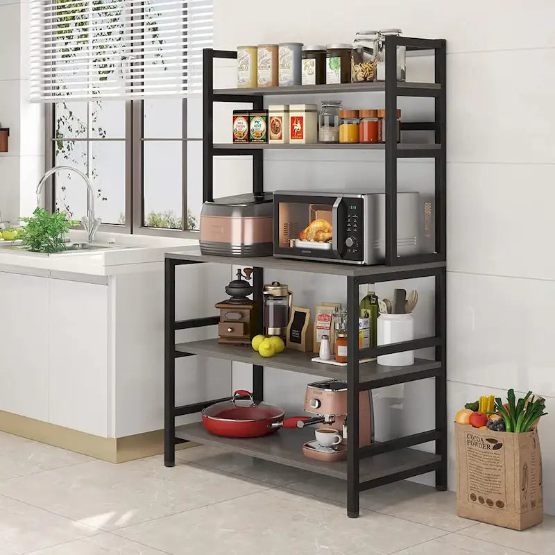 5 Tier Bakers Rack with Storage, Microwave Cart Kitchen Stand