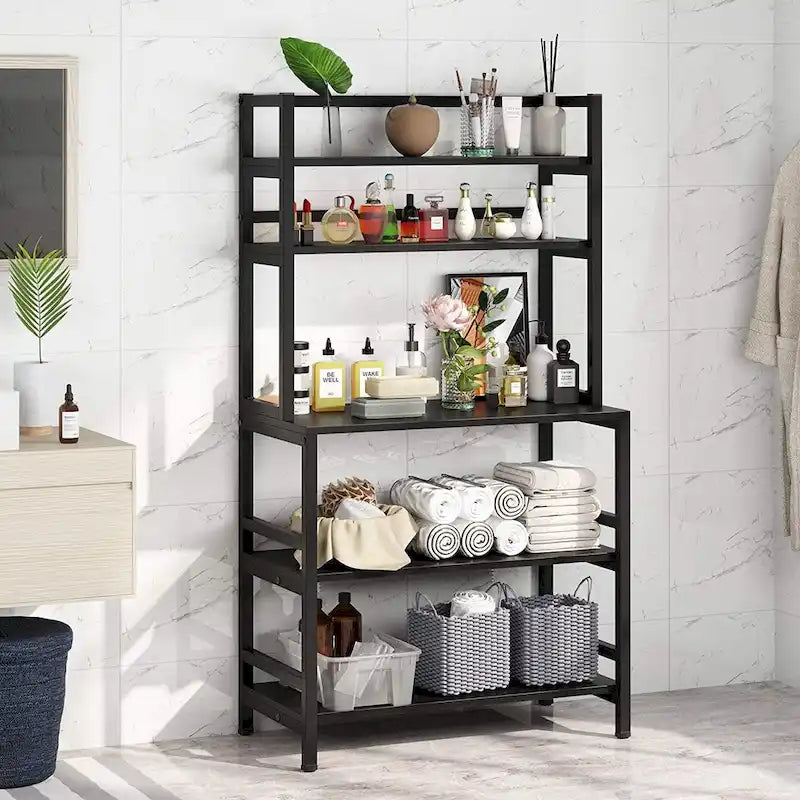 5 Tier Bakers Rack with Storage, Microwave Cart Kitchen Stand