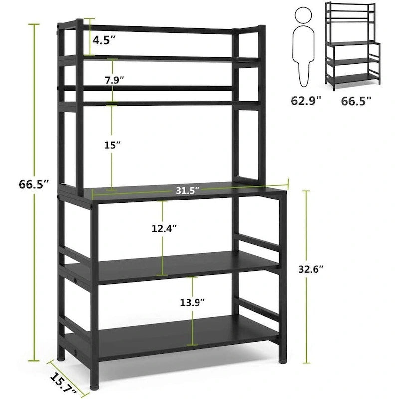 5 Tier Bakers Rack with Storage, Microwave Cart Kitchen Stand
