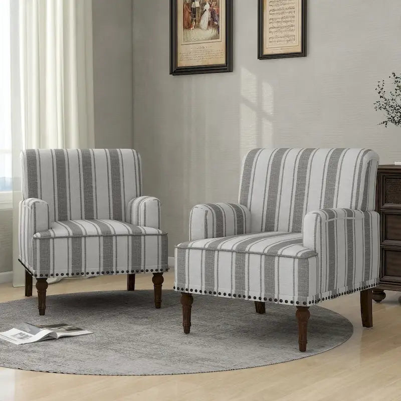 Striped Accent Chair with Arms