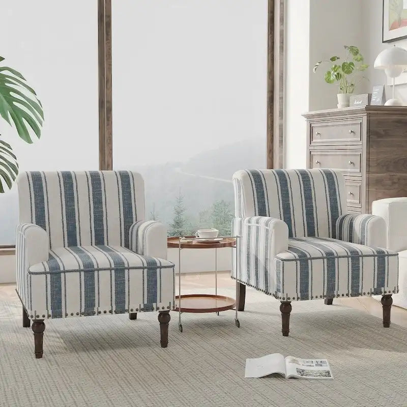 Striped Accent Chair with Arms