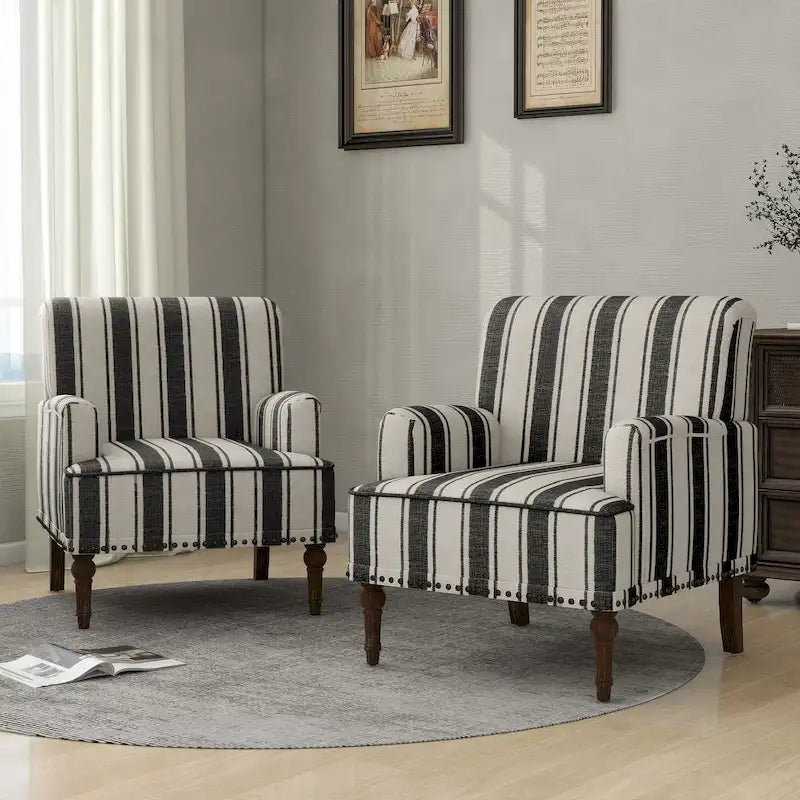 Striped Accent Chair with Arms