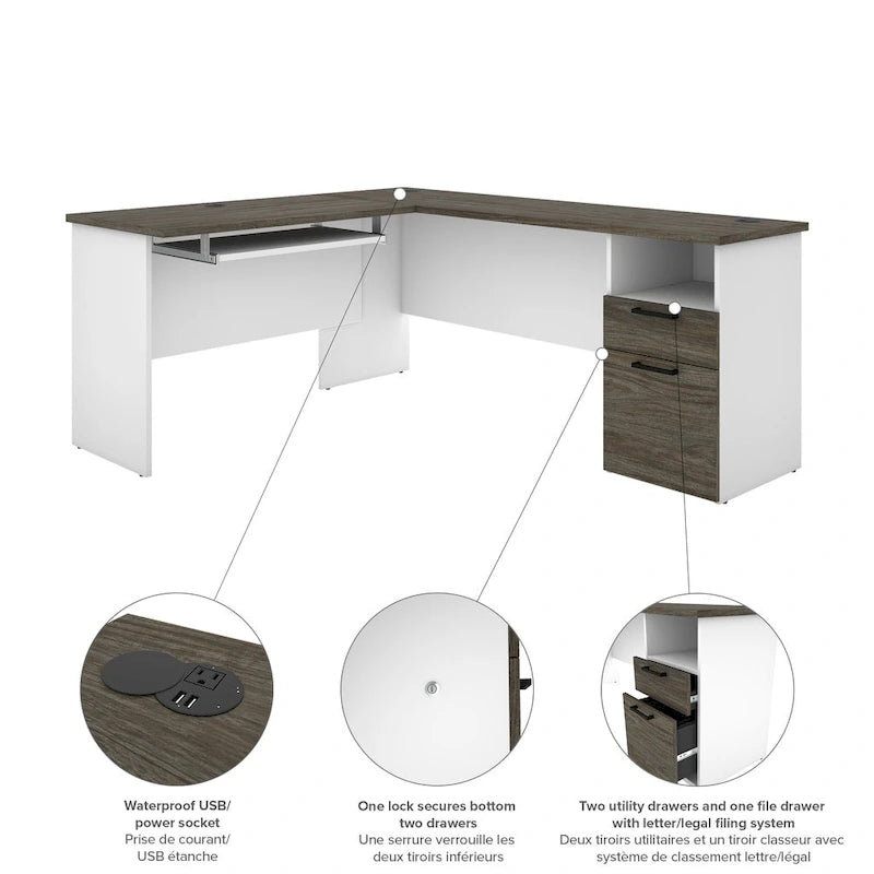 L-Shaped Desk with Storage