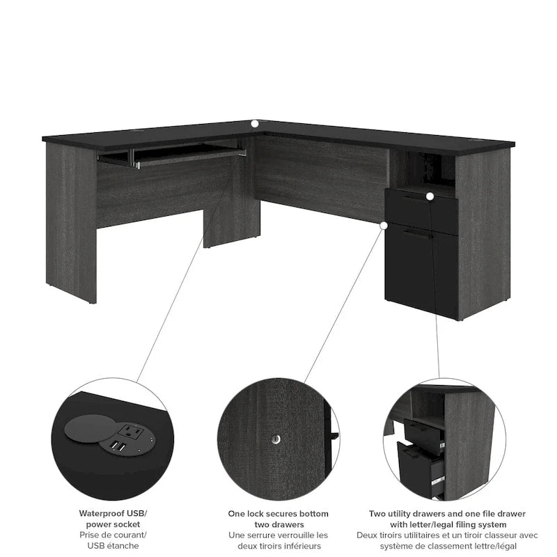 L-Shaped Desk with Storage