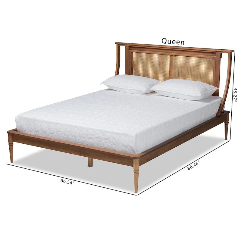 Modern Synthetic Rattan Platform Bed - Walnut Brown