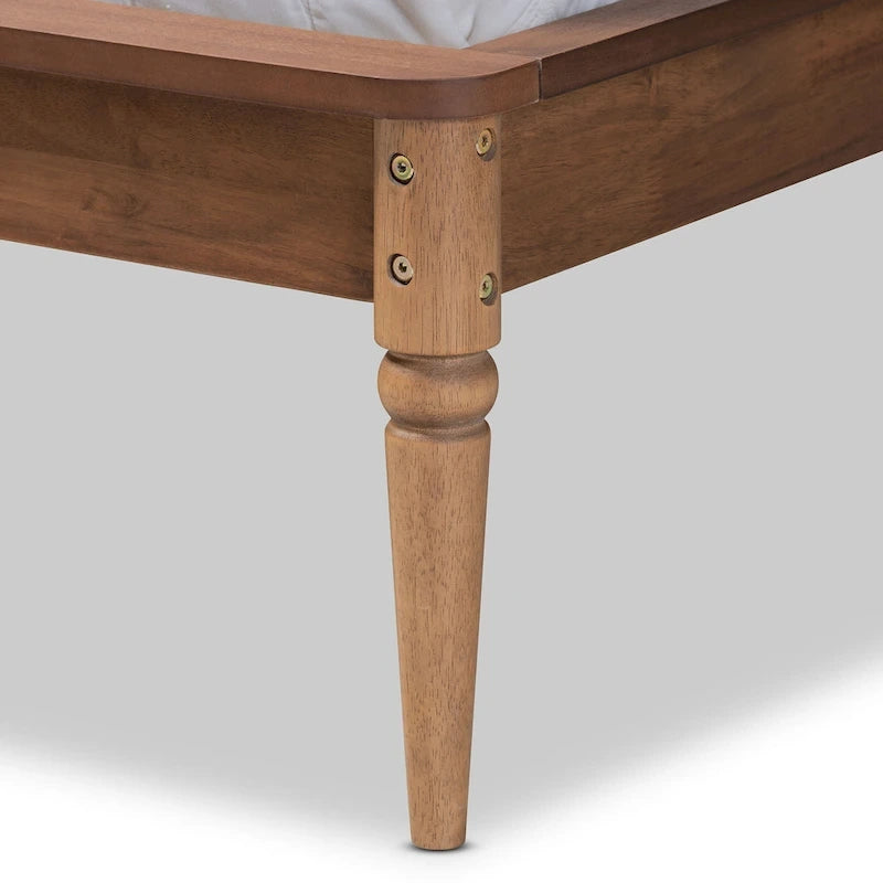 Modernes Plattformbett aus Synthetik-Rattan - Walnussbraun