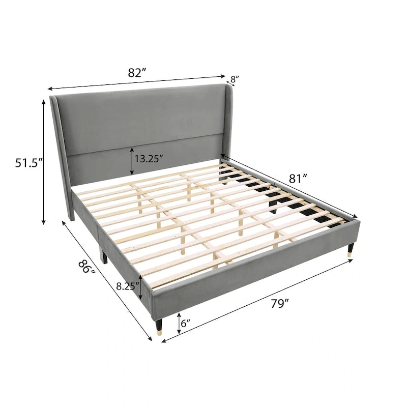 Gepolstertes Plattformbett mit Wingback-Kopfteil
