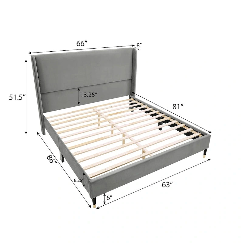 Gepolstertes Plattformbett mit Wingback-Kopfteil